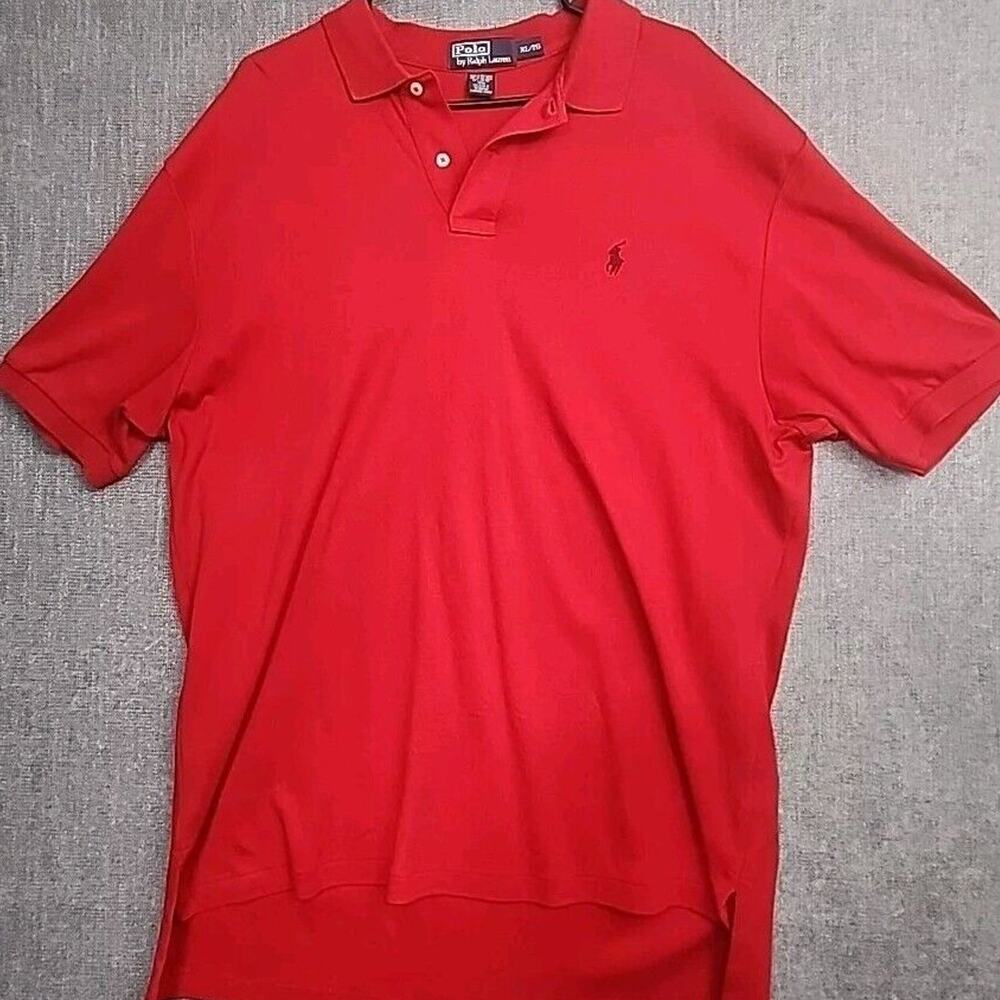 Polo Mens Shirt Size XL TG Tall Red Blue Pony Short Sleeve Cotton by Ralph Laure